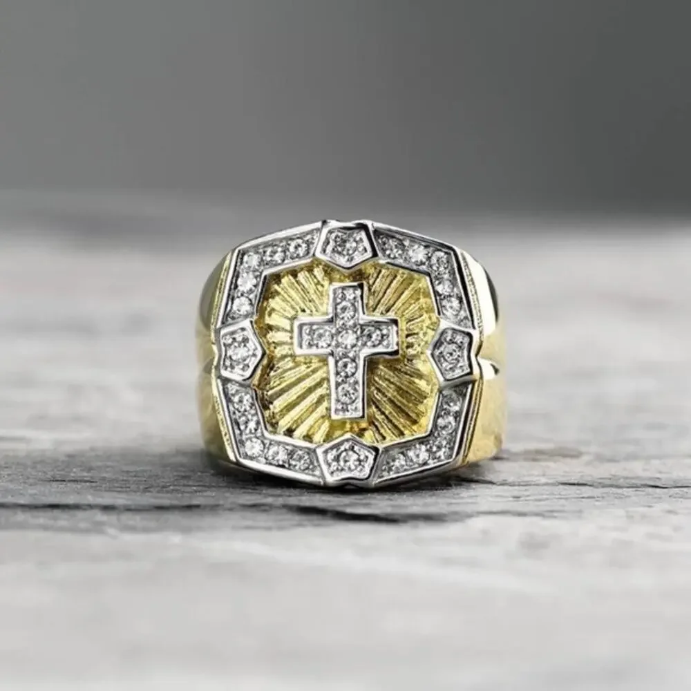 New stainless steel crystal cross ring‎
